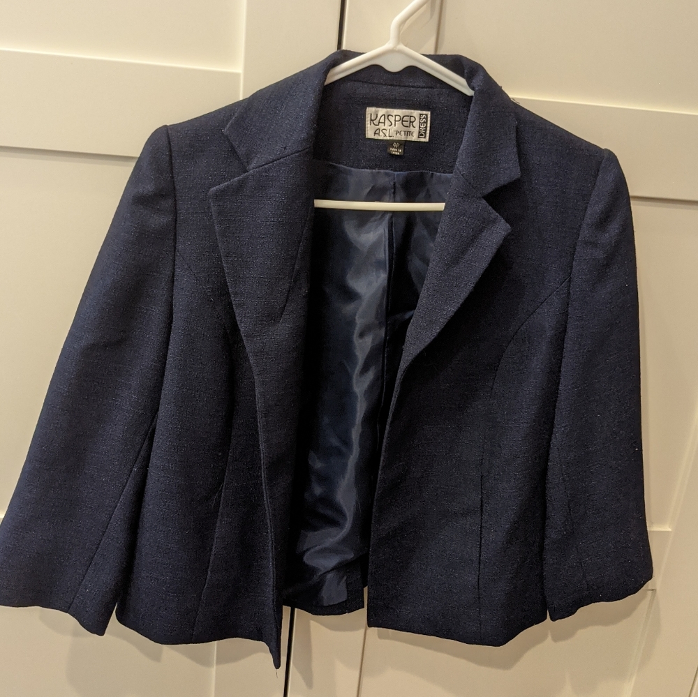 Navy Blue Vintage Woman's Blazer Jacket 4P